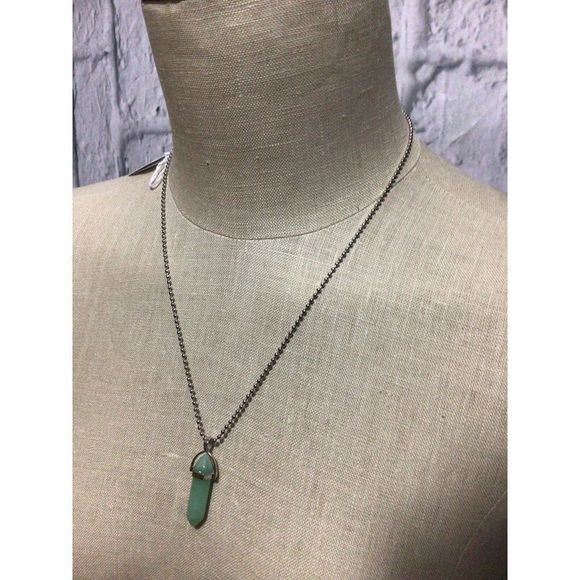 NWT Natural Gemstone Long Hexagonal Pointed Reiki Chakra Pendant Necklace Jade 2 - Picture 2 of 11